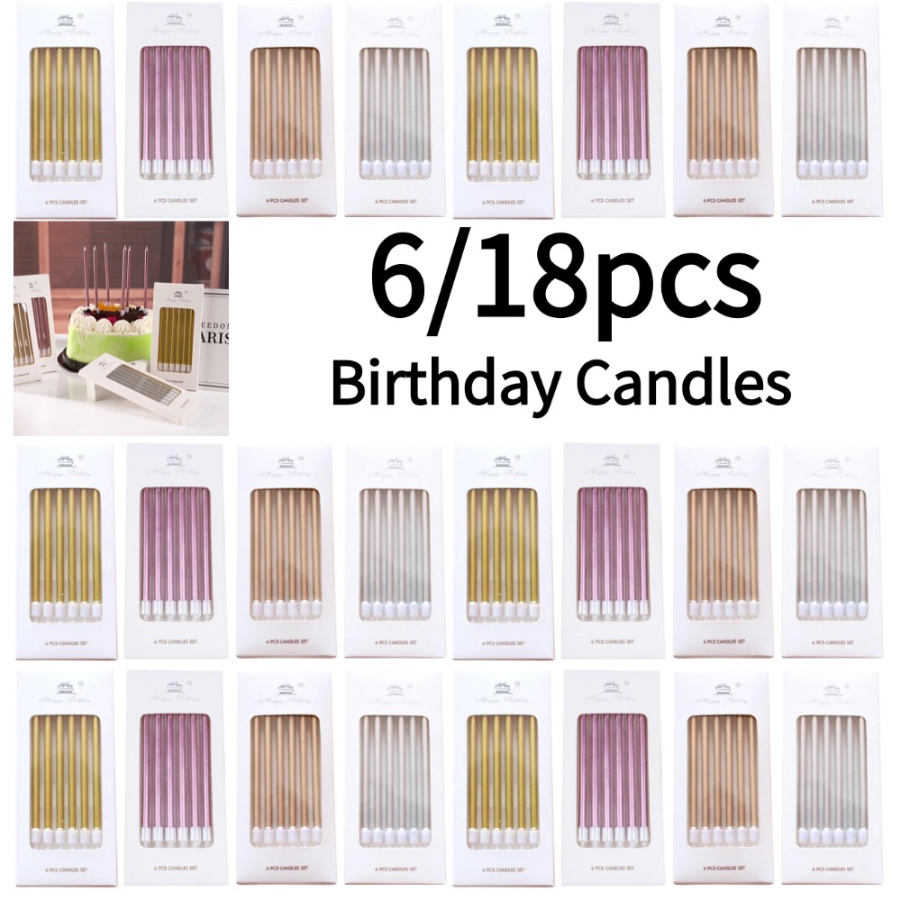 Candle For Supplies - 6/18 шт. металлические золотые, серебряные свечи